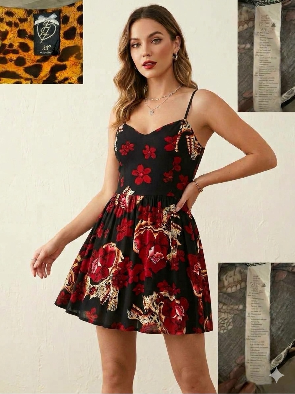 Iron Fist Goth Rockabilly Roaming
Hearts Skull Floral Mini Dress - Size XS